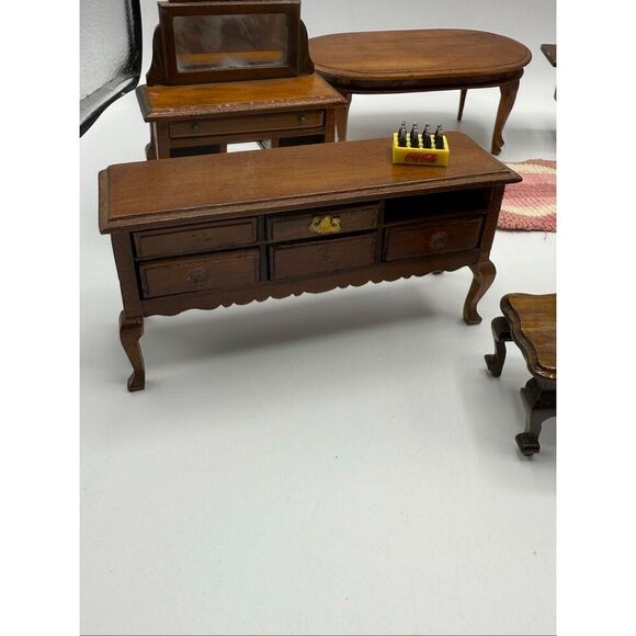 Vintage No Brand Wooden Dollhouse Furniture Piano Table Fireplace 1:12 Scale - Picture 9 of 9